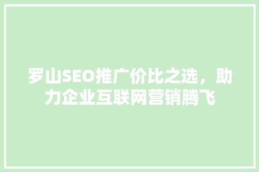 罗山SEO推广价比之选，助力企业互联网营销腾飞