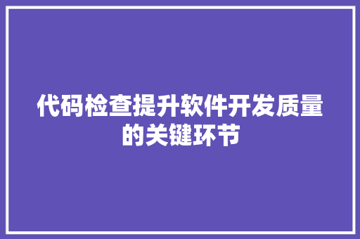 代码检查提升软件开发质量的关键环节