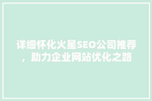 详细怀化火星SEO公司推荐，助力企业网站优化之路