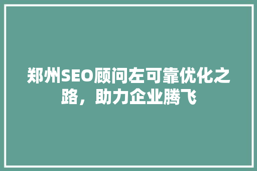 郑州SEO顾问左可靠优化之路，助力企业腾飞  第1张