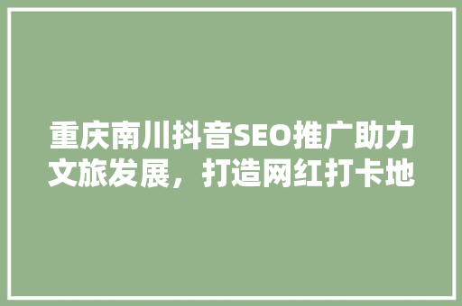 重庆南川抖音SEO推广助力文旅发展，打造网红打卡地