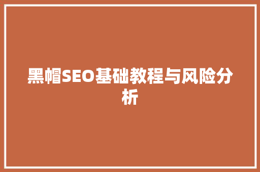 黑帽SEO基础教程与风险分析