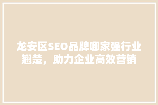 龙安区SEO品牌哪家强行业翘楚，助力企业高效营销  第1张