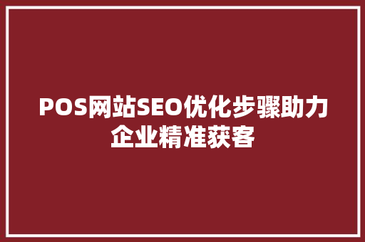POS网站SEO优化步骤助力企业精准获客