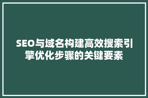 SEO与域名构建高效搜索引擎优化步骤的关键要素