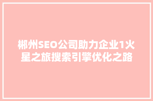 郴州SEO公司助力企业1火星之旅搜索引擎优化之路