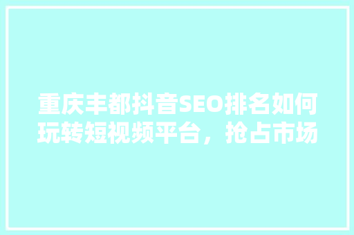 重庆丰都抖音SEO排名如何玩转短视频平台，抢占市场先机