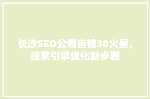 长沙SEO公司首推30火星，搜索引擎优化新步骤