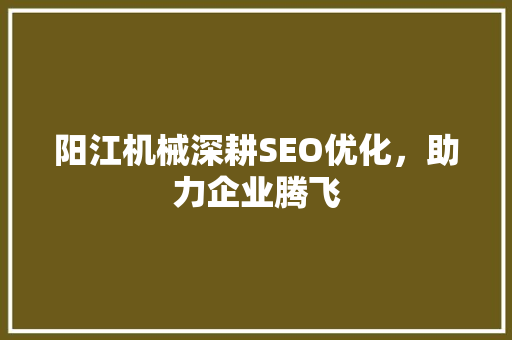 阳江机械深耕SEO优化，助力企业腾飞  第1张