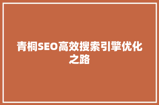 青桐SEO高效搜索引擎优化之路