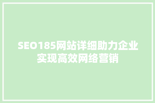 SEO185网站详细助力企业实现高效网络营销  第1张