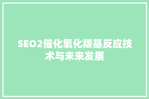 SEO2催化氧化羰基反应技术与未来发展