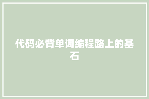 代码必背单词编程路上的基石