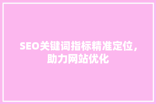 SEO关键词指标精准定位，助力网站优化