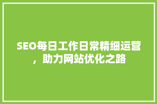 SEO每日工作日常精细运营，助力网站优化之路
