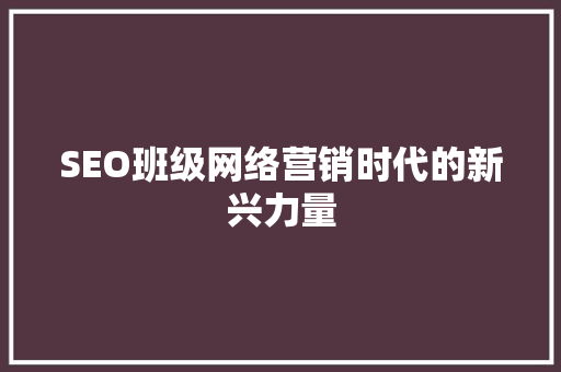 SEO班级网络营销时代的新兴力量