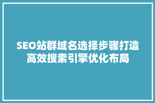 SEO站群域名选择步骤打造高效搜索引擎优化布局