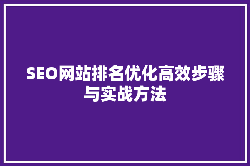 SEO网站排名优化高效步骤与实战方法