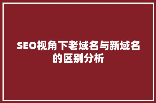 SEO视角下老域名与新域名的区别分析  第1张