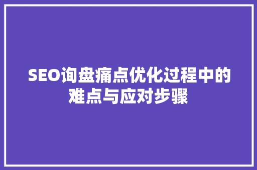 SEO询盘痛点优化过程中的难点与应对步骤