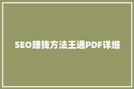 SEO赚钱方法王通PDF详细  第1张