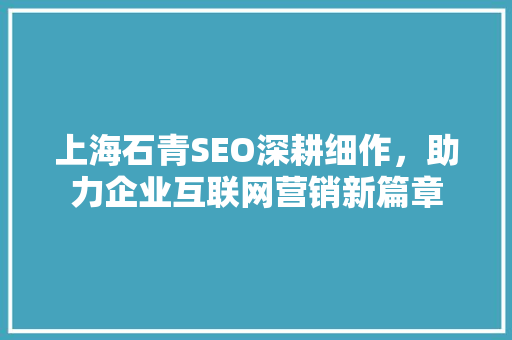 上海石青SEO深耕细作，助力企业互联网营销新篇章