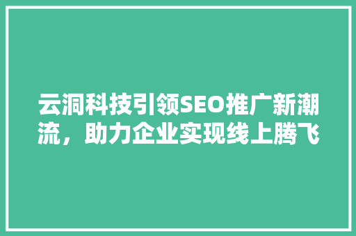 云洞科技引领SEO推广新潮流，助力企业实现线上腾飞