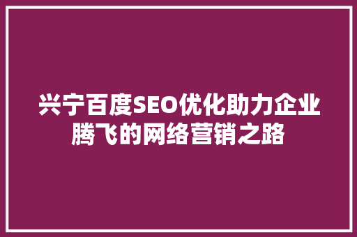 兴宁百度SEO优化助力企业腾飞的网络营销之路