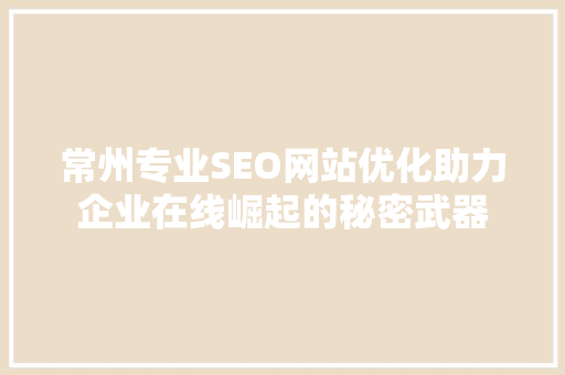 常州专业SEO网站优化助力企业在线崛起的秘密武器