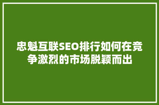 忠魁互联SEO排行如何在竞争激烈的市场脱颖而出