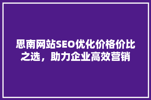 思南网站SEO优化价格价比之选，助力企业高效营销