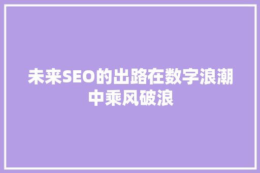 未来SEO的出路在数字浪潮中乘风破浪