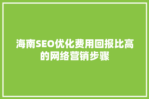 海南SEO优化费用回报比高的网络营销步骤