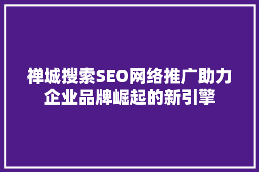 禅城搜索SEO网络推广助力企业品牌崛起的新引擎