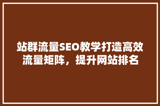 站群流量SEO教学打造高效流量矩阵，提升网站排名
