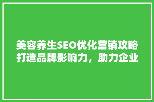 美容养生SEO优化营销攻略打造品牌影响力，助力企业发展
