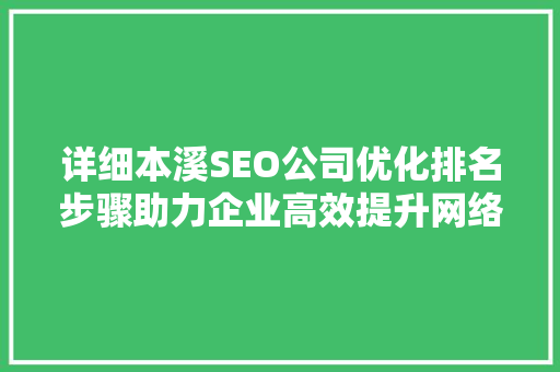 详细本溪SEO公司优化排名步骤助力企业高效提升网络知名度
