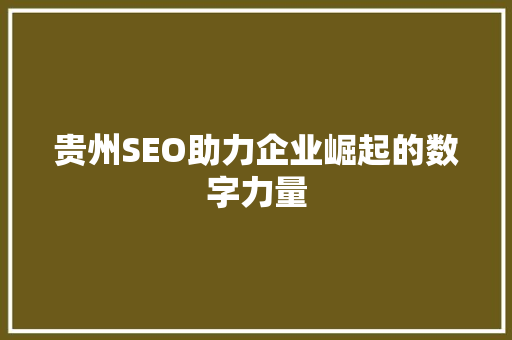 贵州SEO助力企业崛起的数字力量