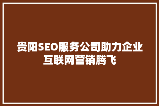 贵阳SEO服务公司助力企业互联网营销腾飞