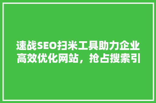 速战SEO扫米工具助力企业高效优化网站，抢占搜索引擎排名