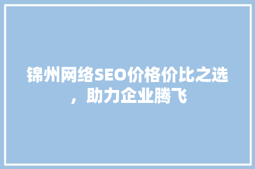 锦州网络SEO价格价比之选，助力企业腾飞