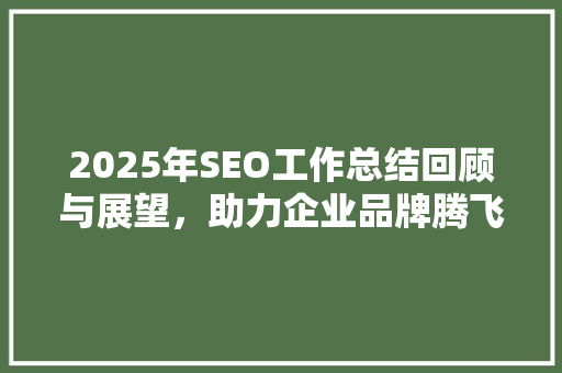 2025年SEO工作总结回顾与展望，助力企业品牌腾飞