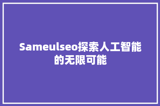 Sameulseo探索人工智能的无限可能