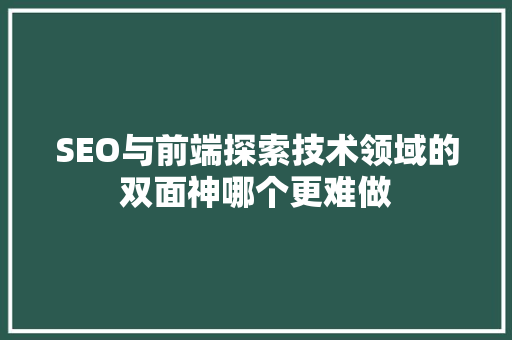 SEO与前端探索技术领域的双面神哪个更难做