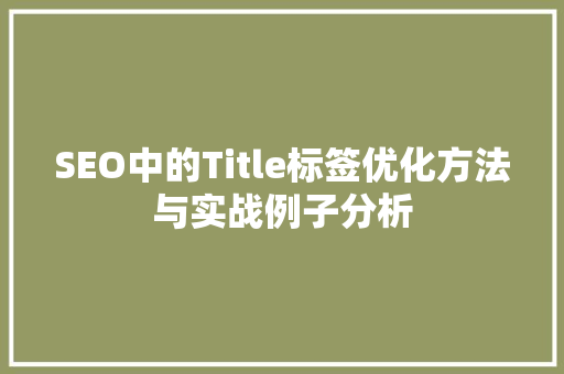 SEO中的Title标签优化方法与实战例子分析