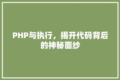 PHP与执行，揭开代码背后的神秘面纱