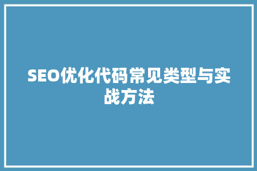 SEO优化代码常见类型与实战方法