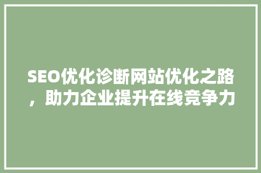 SEO优化诊断网站优化之路，助力企业提升在线竞争力