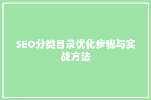 SEO分类目录优化步骤与实战方法