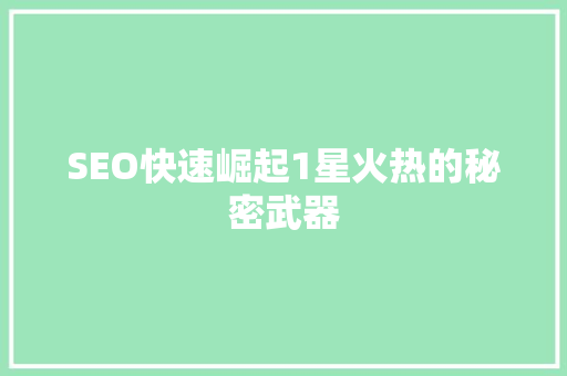 SEO快速崛起1星火热的秘密武器